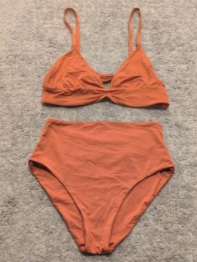 Manakai High-Waist Rust Orange Swim Bikini Set - Women